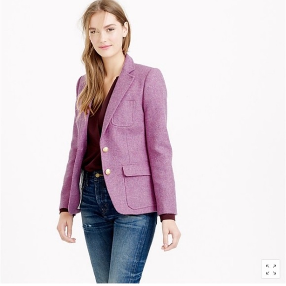 JCrew Collection Rhodes English Moon Wool Purple Gold Button Blazer size 6